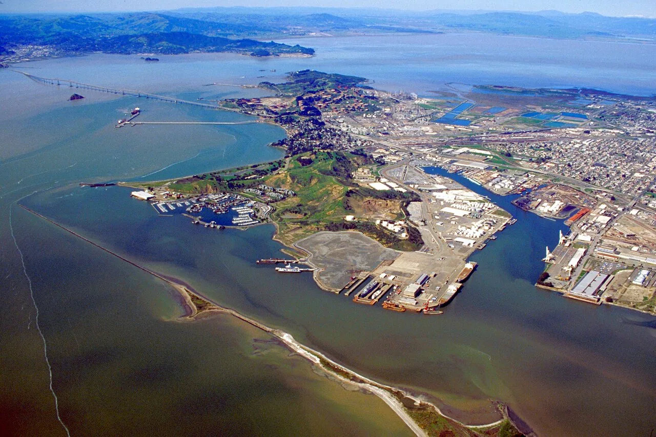 Richmond shoreline and the Port of Richmond from above Richmond shoreline and the Port of Richmond from above
