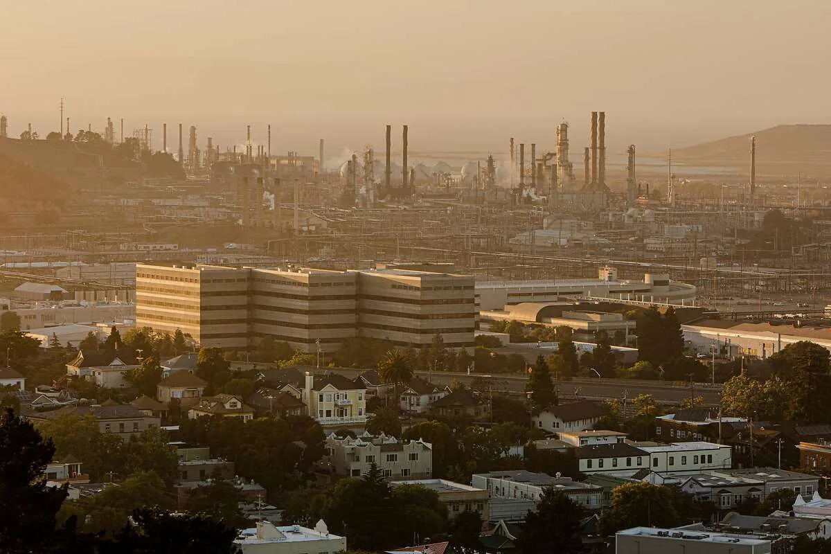 Richmond, CA buildings and the bay at dusk Richmond, CA buildings and the bay at dusk